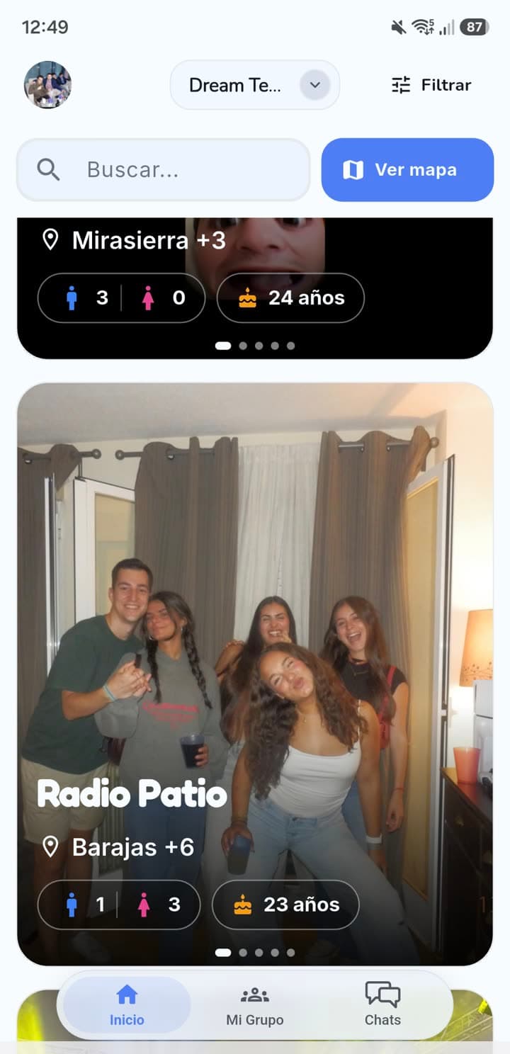 Pantalla de inicio de la app de Blent